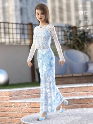 dForce Sunday Afternoon Outfit for Genesis 8 Female(s)-DFORCE星期日下午衣服为创世纪8女性（S）