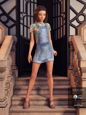 Denim Jumper Outfit for Genesis 8 Female(s)牛仔毛衣服装-牛仔布跳投衣服成因8雌（S）牛仔毛衣服装