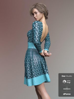 dForce BG Dress for Genesis 8 Female(s)-创世纪8女连衣裙