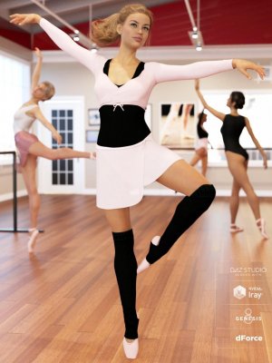 dForce Ballet Practice Outfit for Genesis 8 Female(s)-女芭蕾舞练习服