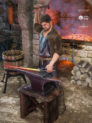 dForce Blacksmith Outfit for Genesis 8 Male(s)-铁匠装备为创世纪8男