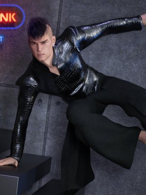 dForce CyberPunk Outfit for Genesis 8 Male-赛博朋克装备为创世纪8男