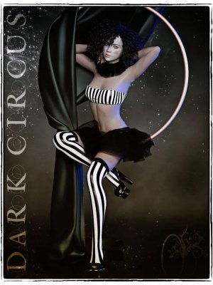 dForce Dark Circus Outfit for Genesis 8 Female(s)-黑暗马戏团装备为创世纪8女性