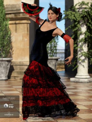 dForce Flamenco Dancer Outfit for Genesis 8 Female(s)-弗拉门戈舞者为创世纪女设计的服装