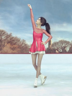 dForce Ice Skating Princess Outfit and Rink for Genesis 8 Female(s)-创世纪女滑冰公主装和溜冰场