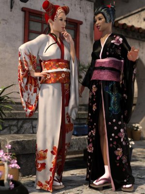 dForce Kimono Outfit Female Textures-和服套装女性纹理