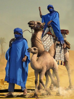 dForce Moroccan Blue Man Outfit for Genesis 8 Male(s)-摩洛哥蓝人装为创世纪男