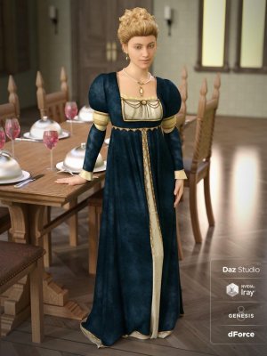 dForce Renaissance Dress for Genesis 8 Female(s)-文艺复兴时期为创世纪8女性设计的连衣裙