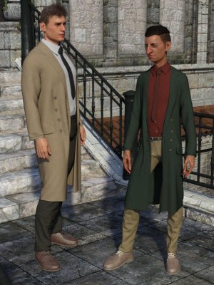 dForce Trench Coat Outfit for Genesis 8 Male(s)-创世男款风衣套装