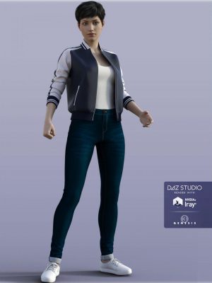 H&C Baseball Jackets Outfit for Genesis 3 Female(s)棒球夹克服装-H＆＃038; C棒球夹克成套装备3雌性服装