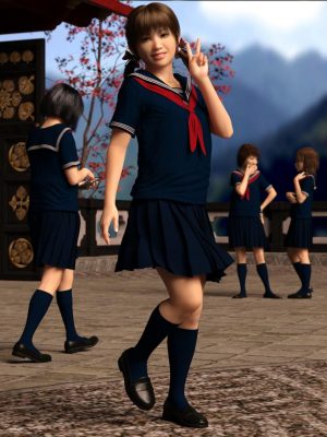 dForce Japanese Sailor Girl Outfit for Genesis 8 Female(s)-dforce日本水手女孩成套装备8女性
