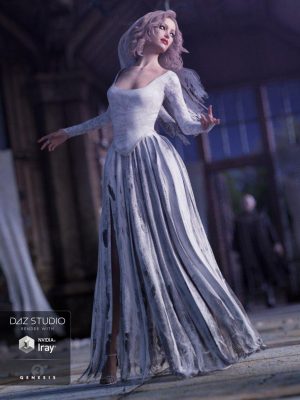 Ghost Bride Dress for Genesis 3 Female(s)-Gegost新娘礼服为创世记3雌性