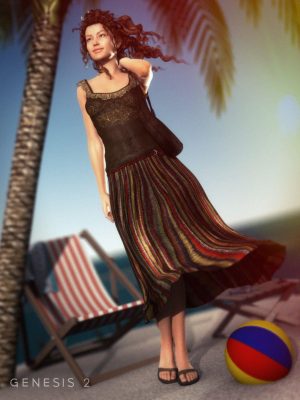 Maxi Skirt Outfit and Purse for Genesis 2 Female(s)+Textures-Maxi Skirt成套装备和Genesis 2女性的钱包+纹理