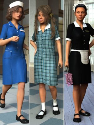 Uniform Dress for Genesis 3 Female(s)制服女装-创世纪的均匀连衣裙3雌性服装