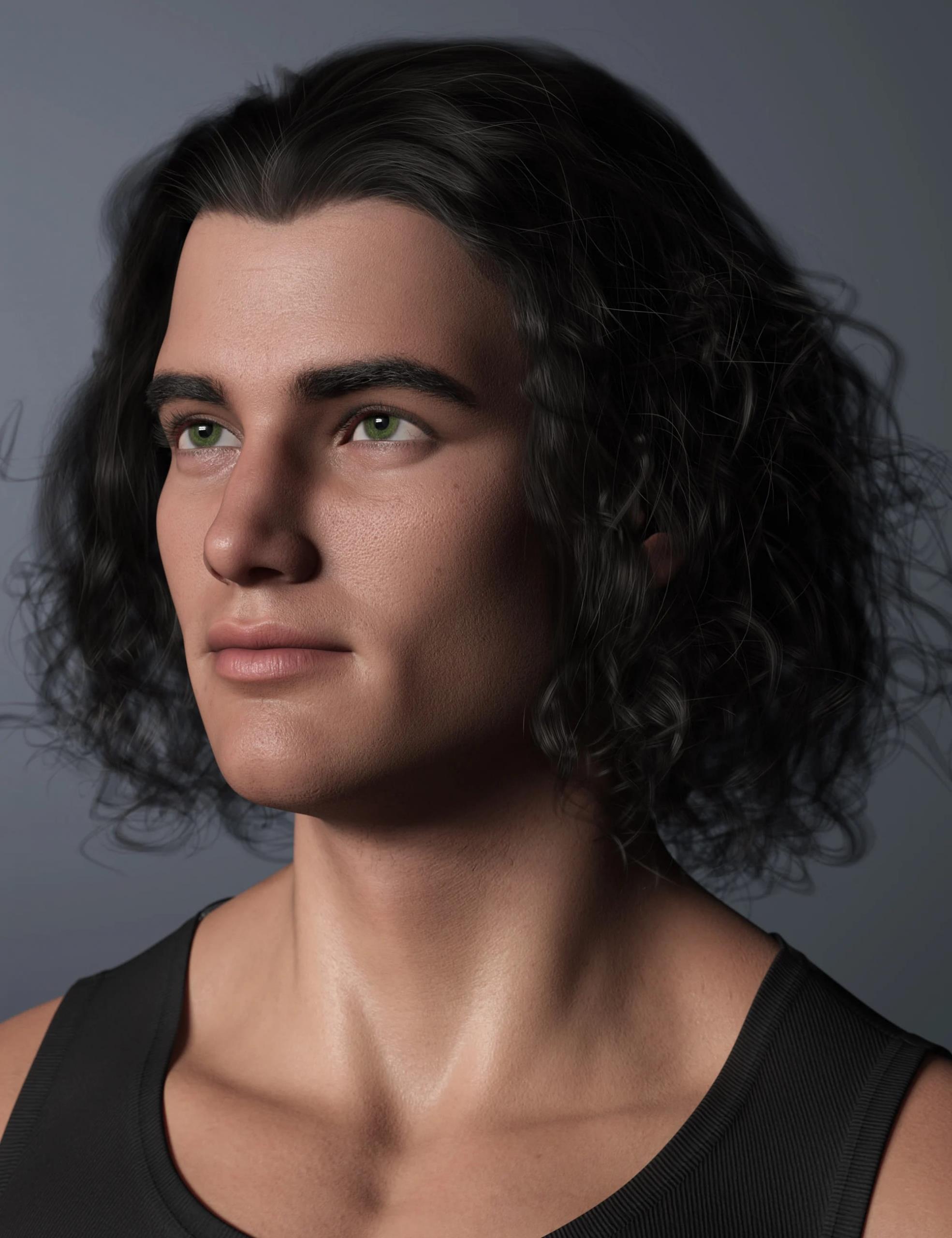 Curly Swept Style Hair For Genesis 8 And Genesis 81 Males 《创世纪8》和《创世纪81》男性卷发造型daz模型网 3431