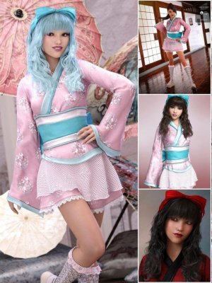 Kawaii Kimono Bundle for Genesis 8 Female-卡哇伊和服套装适用于8女性