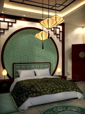 Modern Chinese Bedroom-现代中式卧室