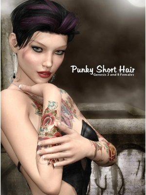 Punky Short Hair for Gen 3 and 8 DazStudio-第3代和第8代的朋克短发