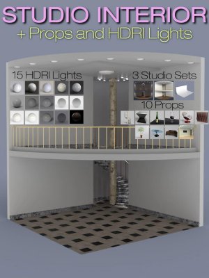 S3D Staircase Studio Interior Sets, Props and HDRI Lights-3楼梯工作室室内布景、道具和灯