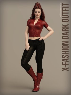 X-Fashion Dark Outfit for Genesis 8 Females-《创世纪8》女性黑色套装