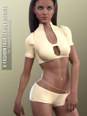 X-Fashion Faux Leather Outfit2 for Genesis 3 Females-人造皮革服装2，适用于3女性