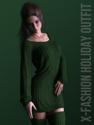 X-Fashion Holiday Outfit for Genesis 8 Females-创世纪8女性的假日套装