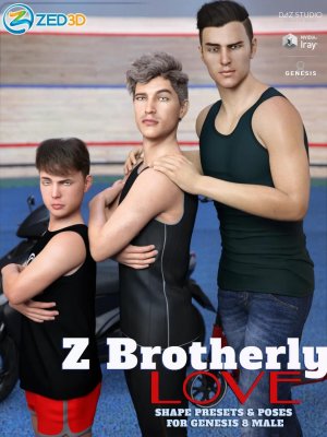 Z Brotherly Love Shape Presets and Poses for Genesis 8 Male-兄弟之爱形状预设和构成为创世纪8男