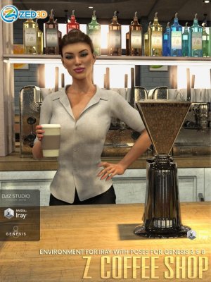Z Coffee Shop Environment with Poses for Genesis 3 and 8-咖啡店环境，带有3和8的姿势