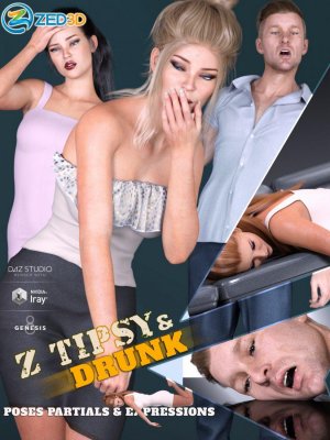 Z Tipsy and Drunk Poses and Expressions for Genesis 3 and 8-《创世纪》第3章和第8章中微醺和醉酒的姿势和表情