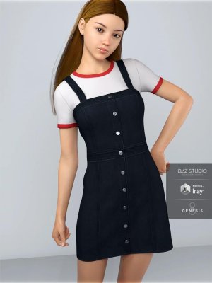 dForce HnC Denim Mini Dress Outfit for Genesis 8 Females-牛仔迷你连衣裙，创世纪8女性套装