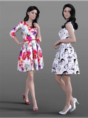 H&C Fit & Flare Dress for Genesis 3 Female(s)-h＆＃038; c fit＆＃038;Genesis 3女性的喇叭花连衣裙