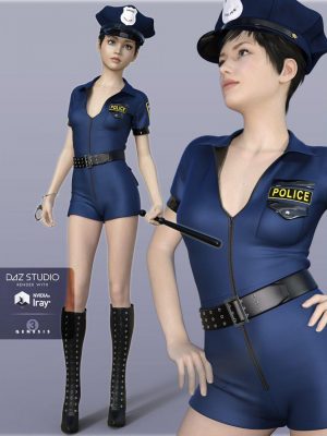 H&C Sexy Police Costume for Genesis 3 Female(s)性感警察服装-H＆＃038; CESY警察服装为创世纪3雌性服装