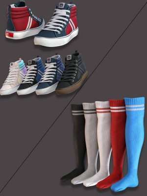 AJC Pro Skate Sneakers and Socks for Genesis 8 and 8.1 Females-适用于8和81女性的滑板运动鞋和袜子