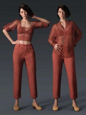 dForce Crisp Linen Outfit for Genesis 8 and 8.1 Females-适用于创世纪8和81女性的清爽亚麻服装