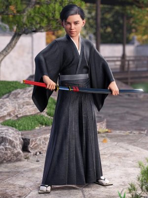 dForce Hakama and Kimono Outfit for Genesis 8.1 Male-和和服装备为创世纪81男性