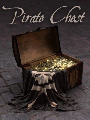 Pirate Treasure Chest, Coins and Flag海盗宝藏，硬币和国旗-海盗宝箱，硬币和旗帜海洋宝石，硬币和国旗