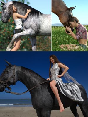 Horse and Rider Poses and Dress for Genesis 8-马和骑士姿势和连衣裙为创世纪8