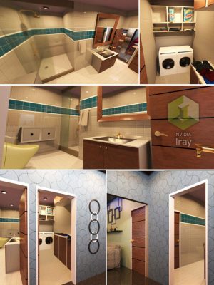 Bathroom and Laundry Area Set with Props-浴室和洗衣地区镶有道具