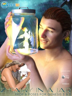 Z Fairy in a Jar Props and Poses for Genesis 3 and 8-Z仙女在罐子道具和创世纪3和8的姿势