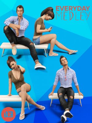i13 Everyday Medley Poses and Furniture for Genesis 3 Female(s) and Male(s)-I13日常混合罩姿势和家具为创世纪3女性和男性