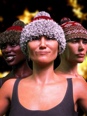 M3D Christmas Knitted Hat For Genesis 8 Females and Genesis 8.1 Females-创世纪81女性和创世纪81女性的3圣诞针织帽