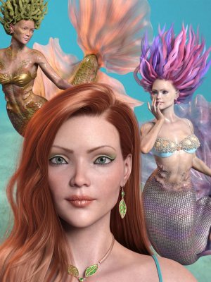 Marina Mermaid Triplet for Genesis 8.1 Female and Coral 8.1 Tail-玛丽娜美人鱼三胞胎为创世纪81女性和珊瑚81尾巴