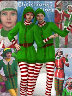 Christmas Elves Bundle – HD Characters, Outfit, Expansion and Poses圣诞精灵合集-高清角色，装备，表情和姿式-圣诞节精灵捆绑包 – 高清字符，装备，扩展和姿势圣诞精密合成集 – 高清角色，装备表情和姿式