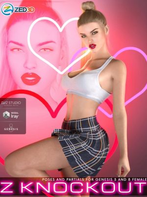 Z Knockout – Poses with Partials and Expressions for Genesis 3 and 8 Female 适用于G3F和G8F的姿势与表情-Z淘汰淘汰赛 – 伴随着创世纪3和8雌性的部分和表达姿势，雌性适用于G3F和G8F的姿势表情表情