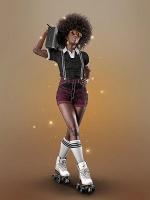 AJC Boogie Roller Girl Outfit and Boombox for Genesis 8 and 8.1 Females-为创世纪8和81女性设计的布吉女孩服装和