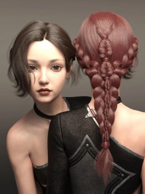 Cui and Cui Hair with Expressions for Genesis 8.1 Female-和与创世纪81女性的表情