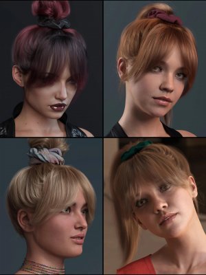 4-in-1 Buns and Ponytail Hair for Genesis 8 and 8.1 Females-创世纪8和81女性的4合1发髻和马尾辫。