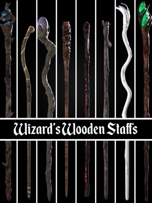 BW Wizard Wooden Staffs Set for Genesis 8.1-精灵木杖创世纪81