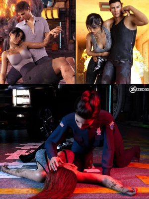Z Alive or Dead Couple Poses for Genesis 8 and 8.1-《创世纪8》和《81》的《活着或死去的情侣》