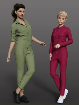 dForce H&C Coverall jumpsuit outfits for Genesis 8 Female(s)-《创世纪8》女性的连身衣套装